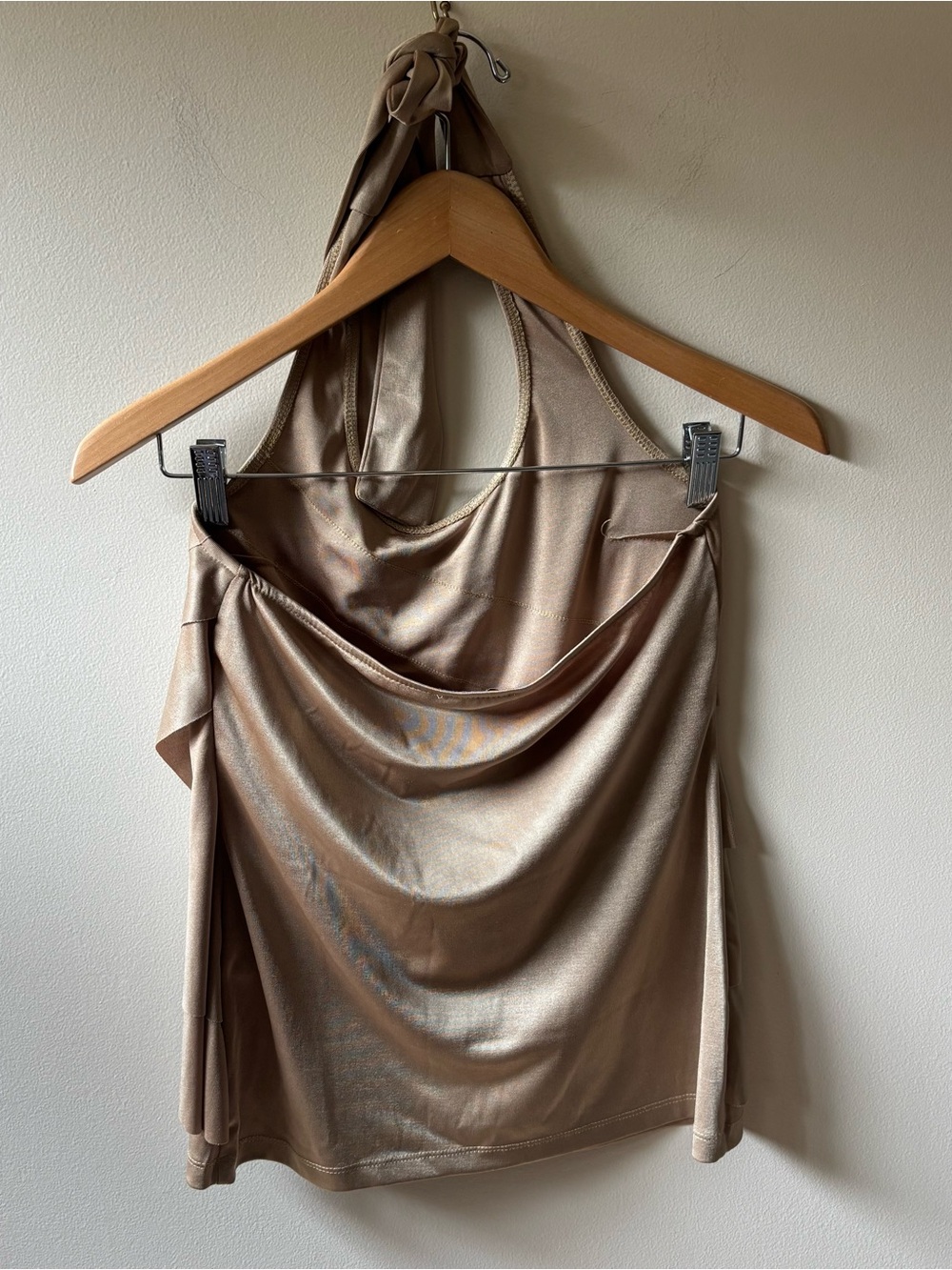 Cache Gold Metallic Ruffled Halter Tank Top - Picture 5 of 8